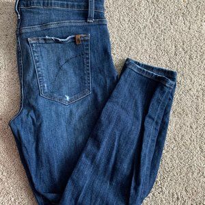 Distressed high rise skinny ankle jeans